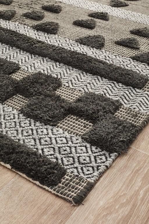 Miller 733 Charcoal Grey Beige Wool Flatweave RugMIL - 733 - CHA - 225X155Rugtastic