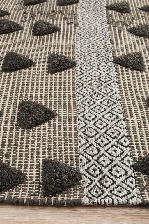 Miller 733 Charcoal Grey Beige Wool Flatweave RugMIL - 733 - CHA - 225X155Rugtastic