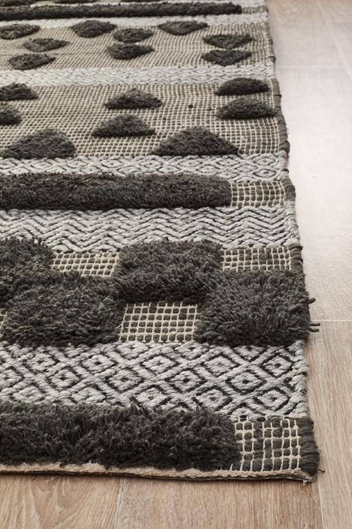 Miller 733 Charcoal Grey Beige Wool Flatweave RugMIL - 733 - CHA - 225X155Rugtastic