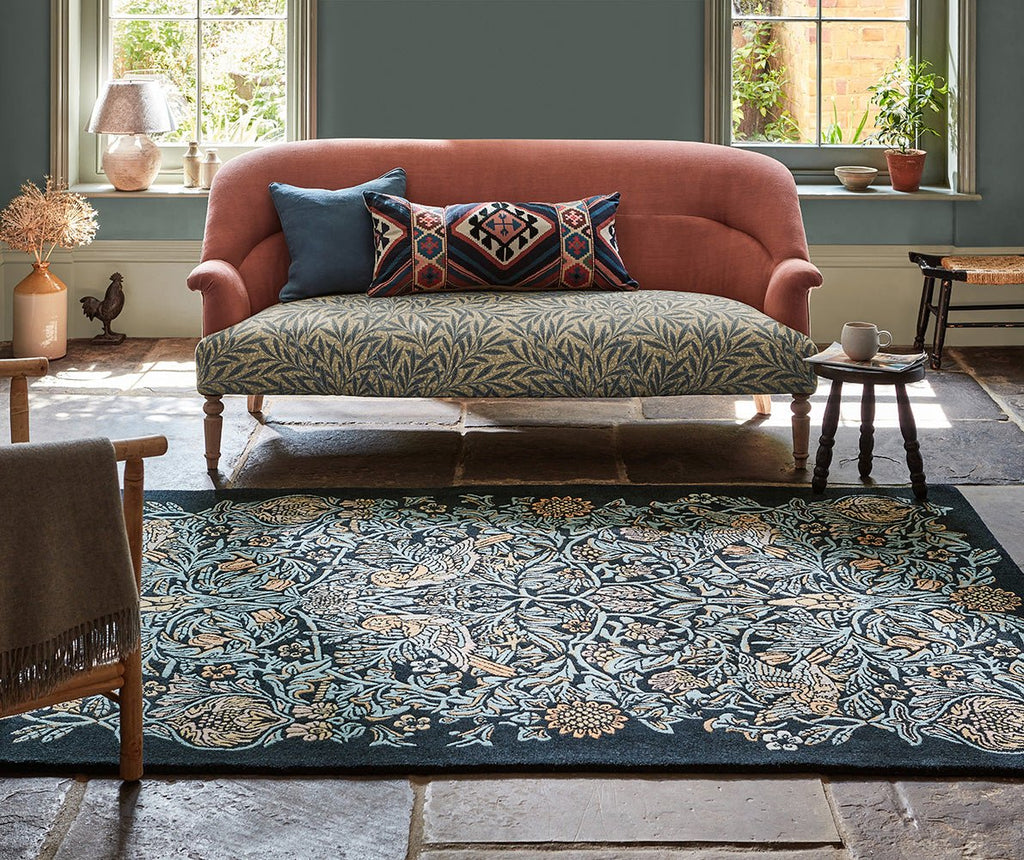 Morris & Co Bird Webb's Blue 128308 RugBC - MOR - 128308 - 200X140Rugtastic