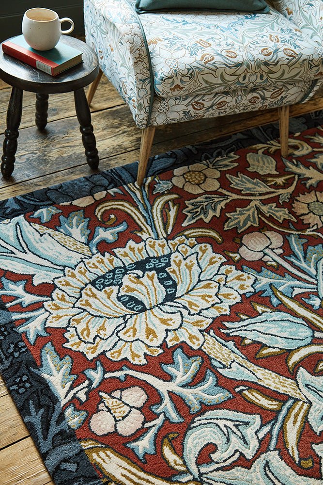 Morris & Co Trent Madder Red/Webb's Blue 127510 RugBC - MOR - 127510 - 200X140Rugtastic