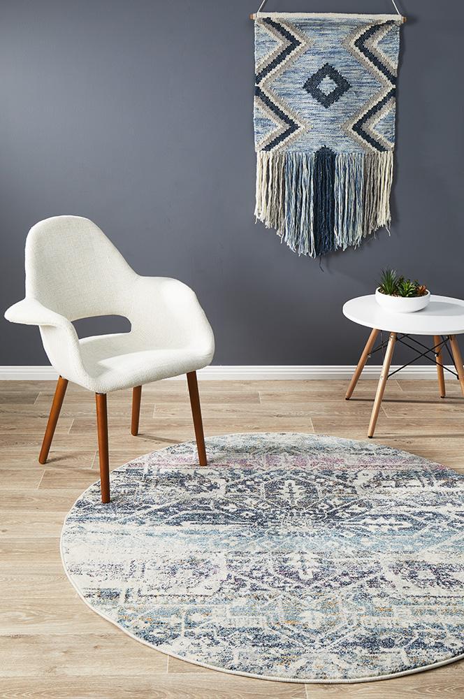 Museum 865 Layton Blue Grey Round Rug - Buy Rugs Online | Melbourne ...