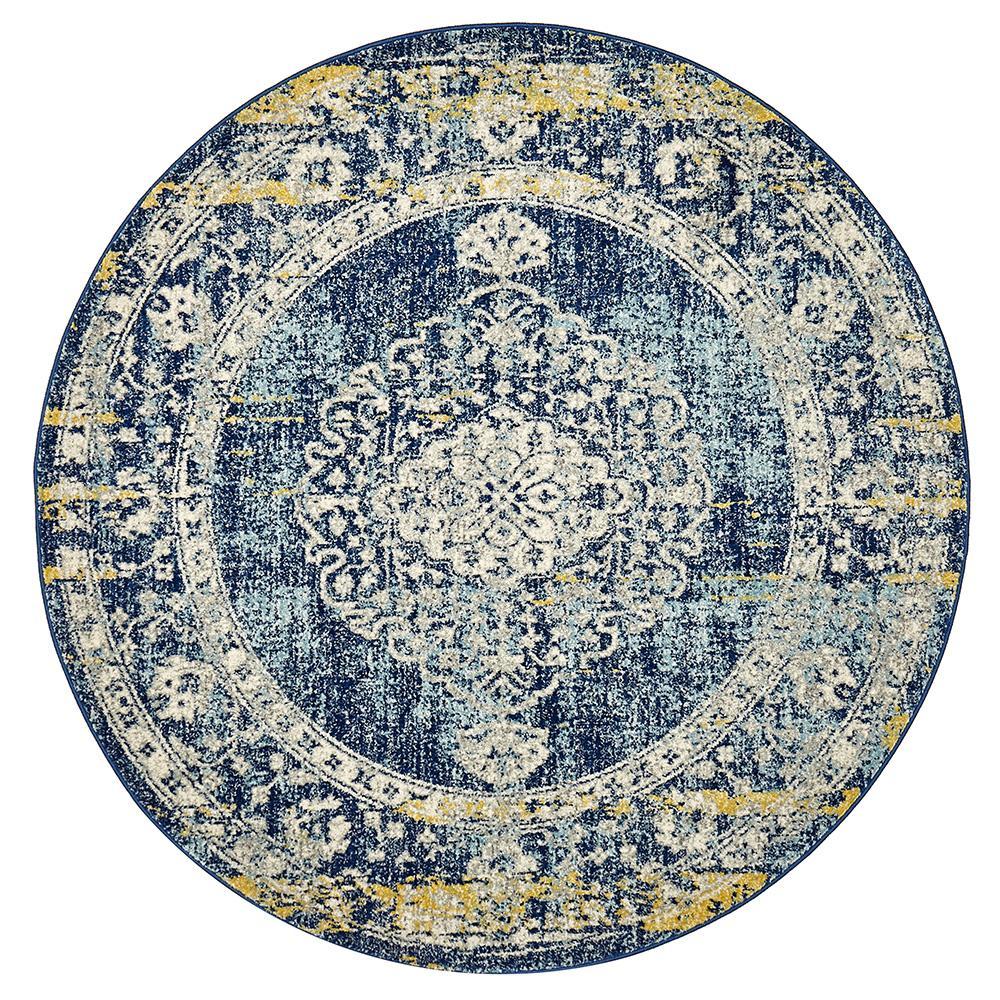 Museum 869 Wilson Navy Round RugMUS - 869 - NAVY - 150X150Rugtastic
