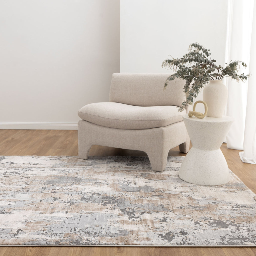 Myah Watercolour Astract Grey and Beige Rug - M106MAYA160M106Rugtastic