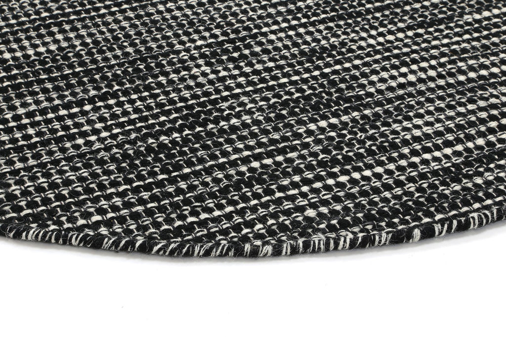 Nora Scandi Black & White Reversible Wool Round RugNORD150BLACRugtastic