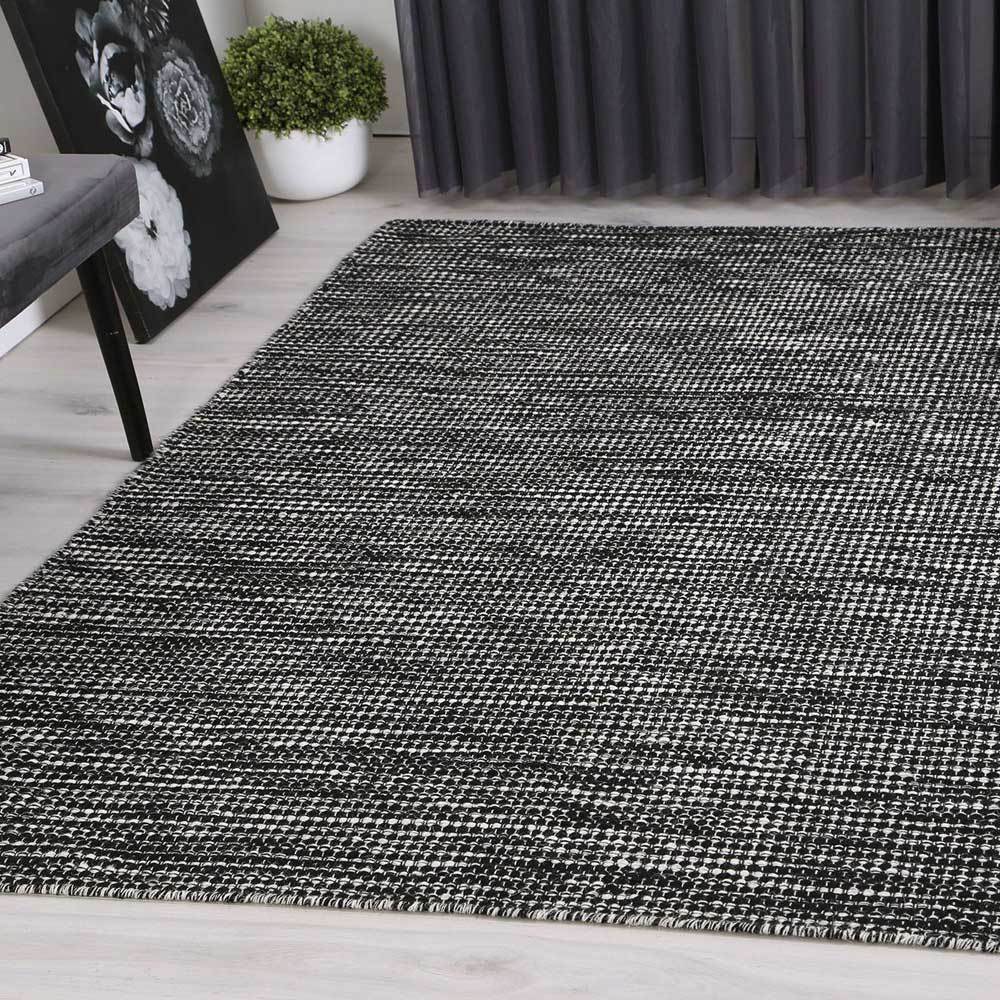 Nora Scandi Black & White Reversible Wool RugNORD160BLACRugtastic