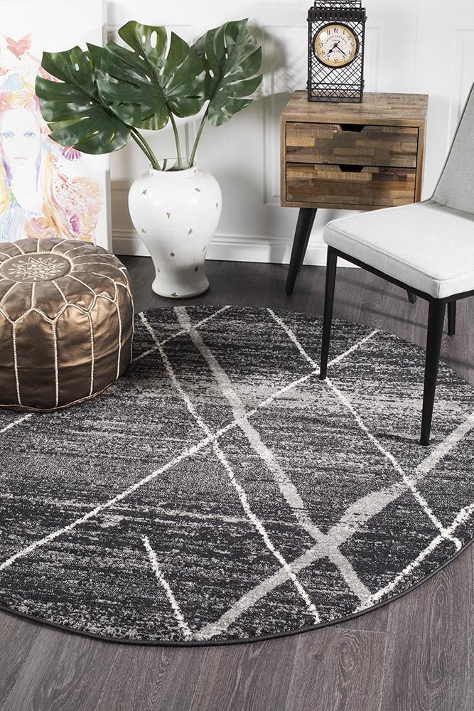 Oasis Charcoal Contemporary Round RugOAS - 452 - CHAR - 150X150Rugtastic