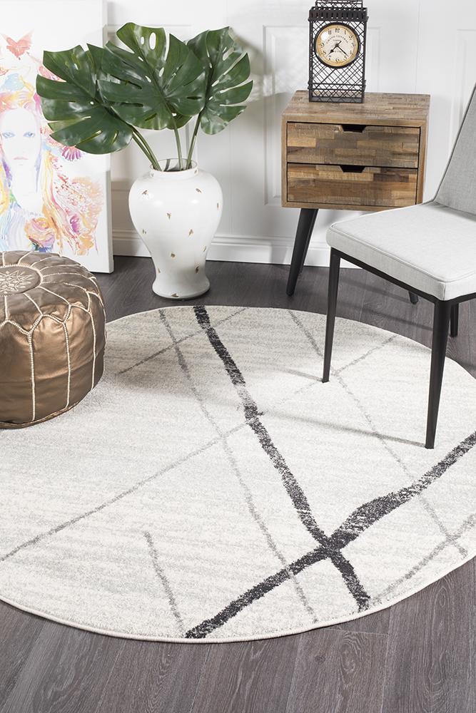 Oasis Cream Grey Contemporary Round RugOAS - 452 - GREY - 150X150Rugtastic