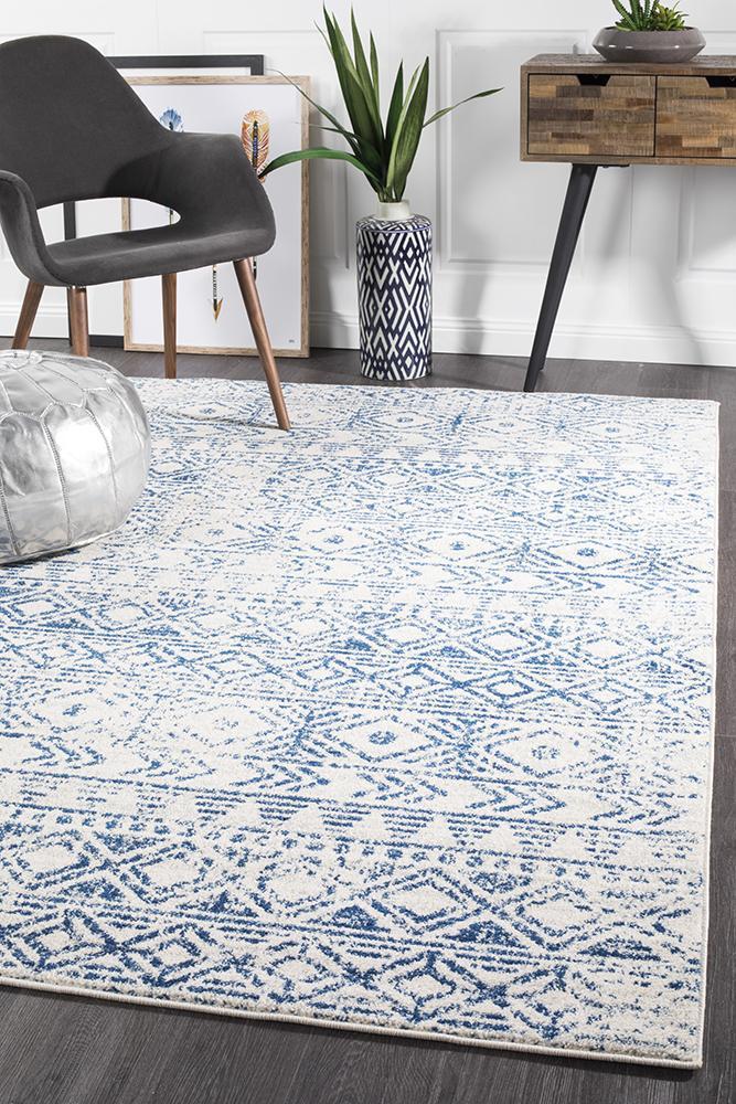 Oasis White Blue Rustic RugOAS - 456 - BLUE - 230X160Rugtastic