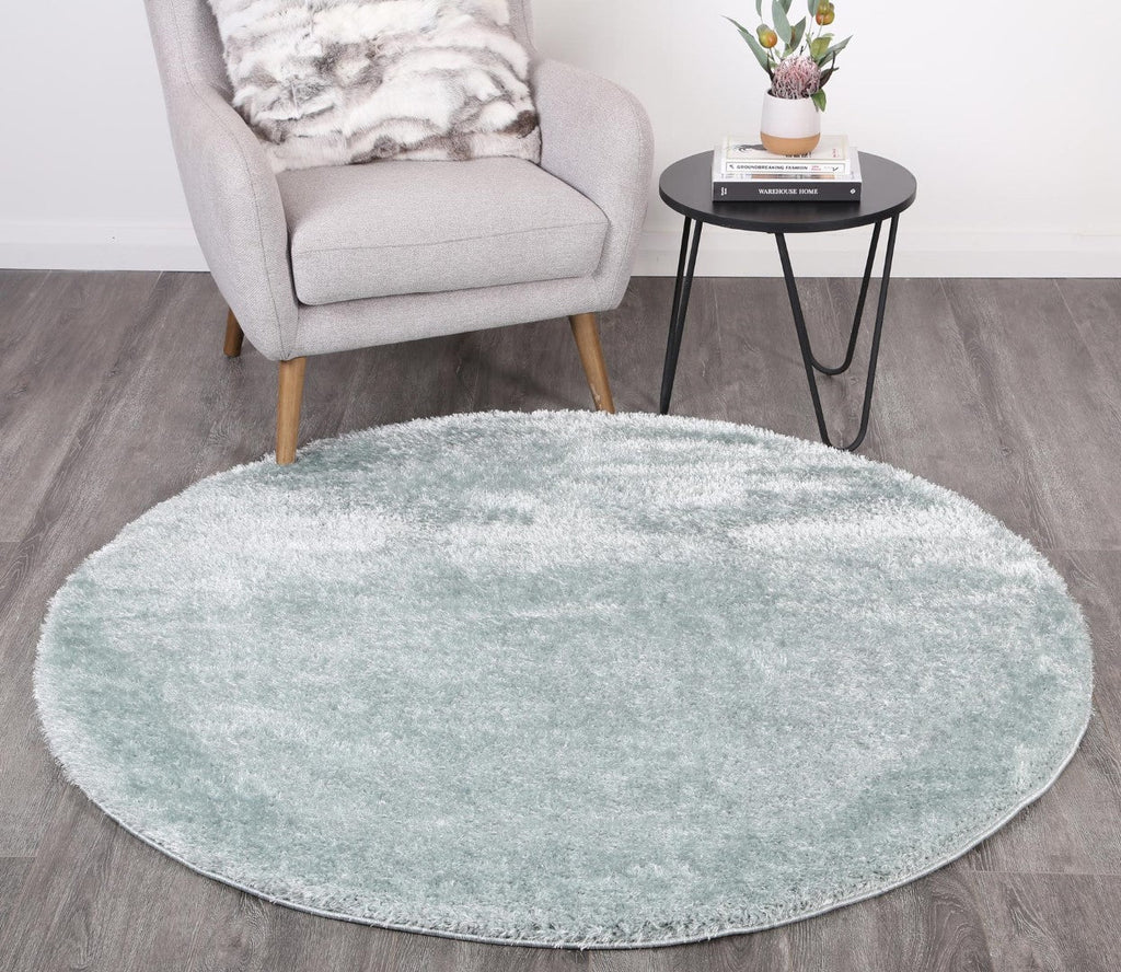 Perth Soft Shag Round Rug TealPUFF16R33TEALRugtastic