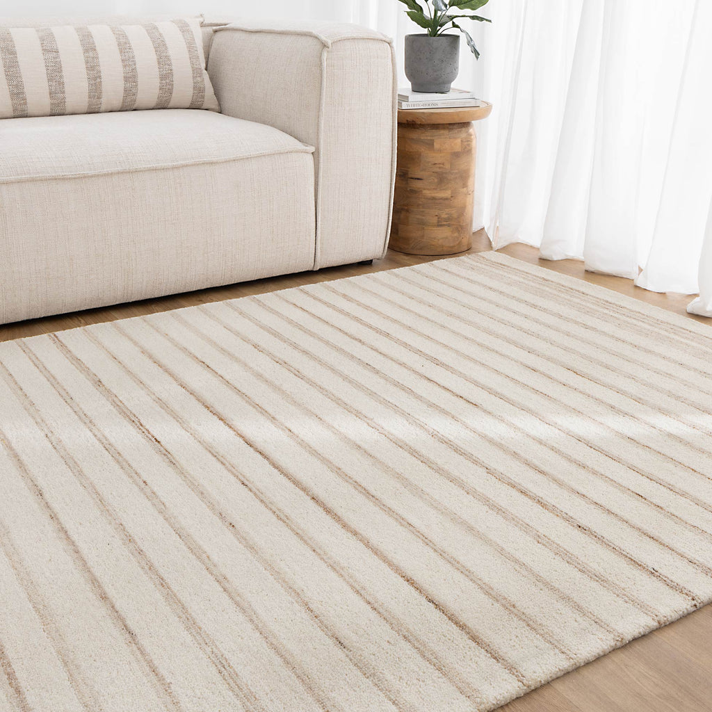Praise Stripes Ivory Beige Wool RugPRAI160STIBRugtastic