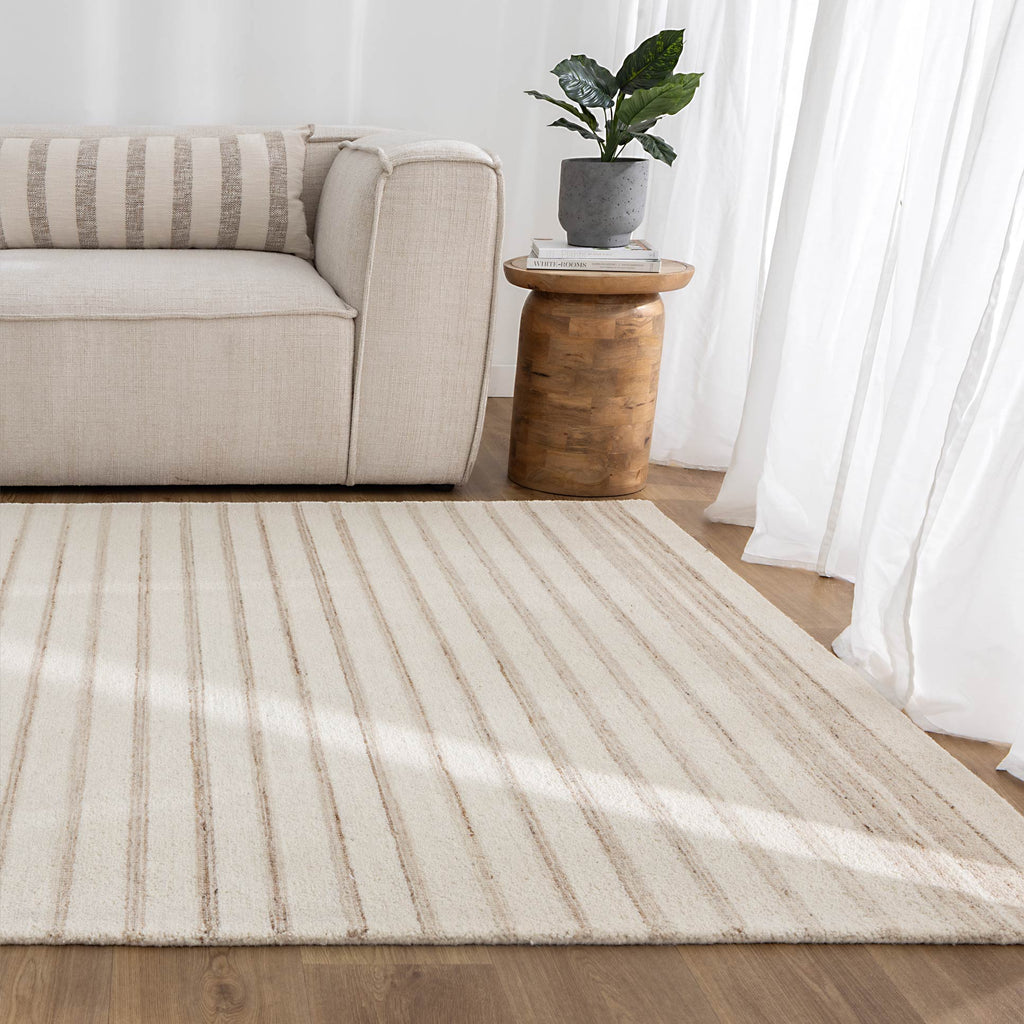 Praise Stripes Ivory Beige Wool RugPRAI160STIBRugtastic