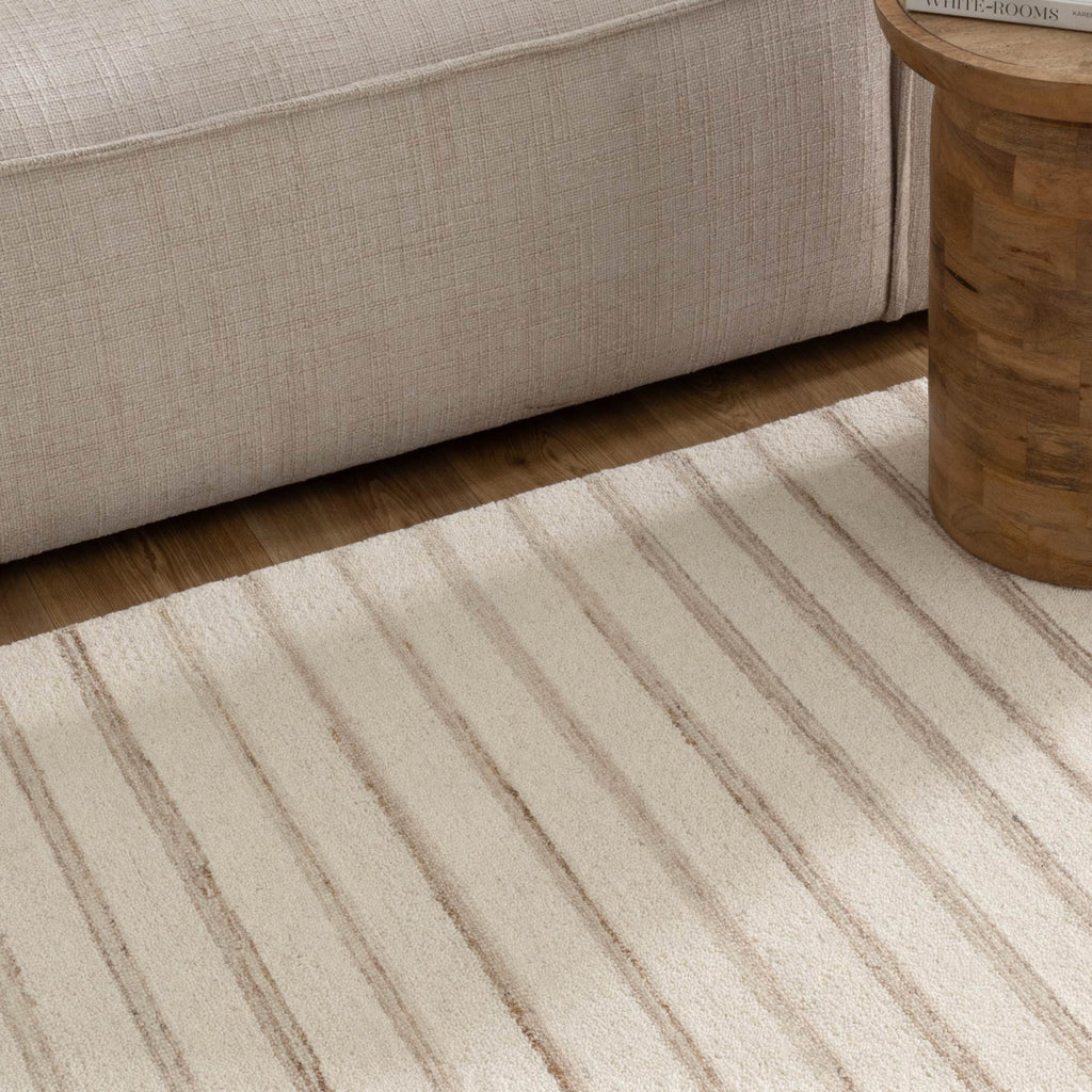 Praise Stripes Ivory Beige Wool RugPRAI160STIBRugtastic