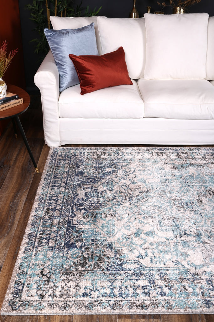 Saliba Adrianita Ivory & Blue Transitional RugSALS16007Rugtastic