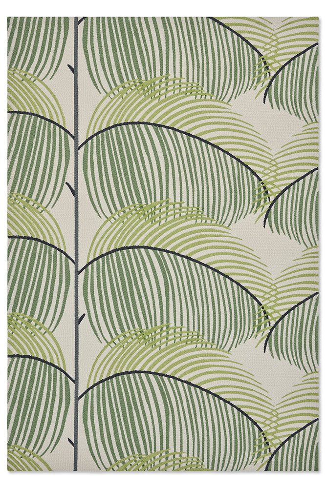 Sanderson Manila Leaf Botanical Green Indoor Outdoor 446107BC - SAN - 446107 - 200X140Rugtastic