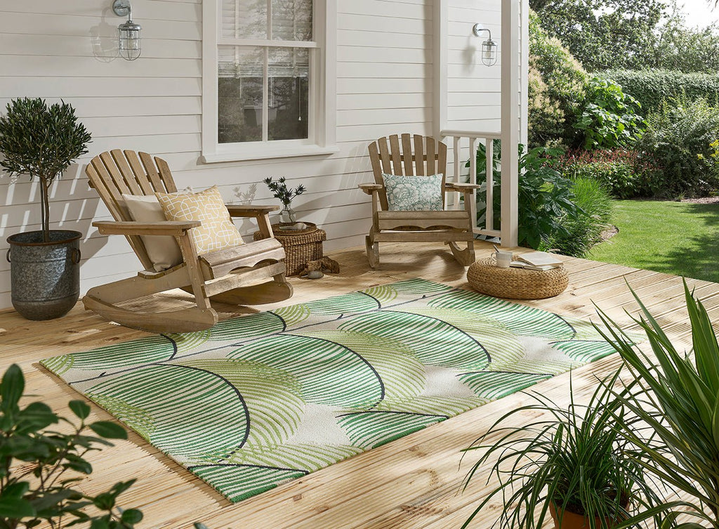 Sanderson Manila Leaf Botanical Green Indoor Outdoor 446107BC - SAN - 446107 - 200X140Rugtastic