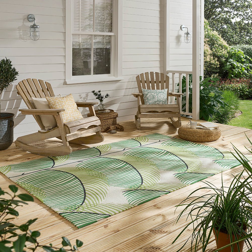 Sanderson Manila Leaf Botanical Green Indoor Outdoor 446107BC - SAN - 446107 - 200X140Rugtastic
