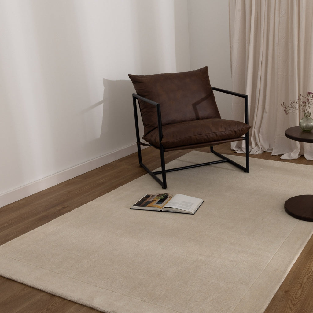 Saudi Ivory Border Wool RugSEDO160IVORRugtastic