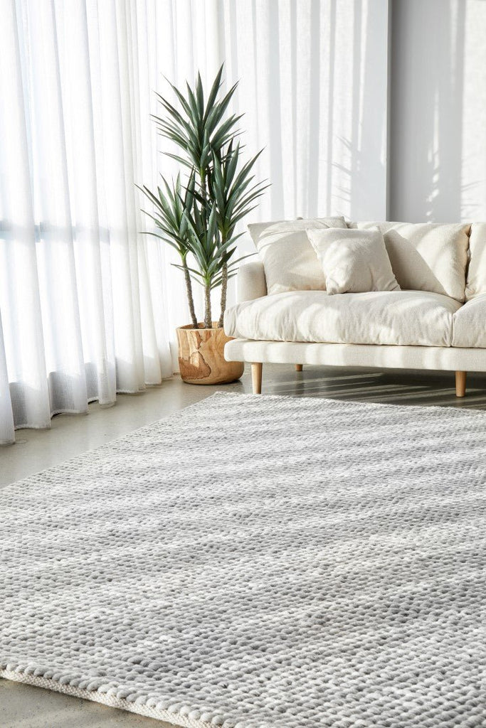 Studio 327 White Felted Wool Woven RugSTUD - 327 - WHI - 225X155Rugtastic