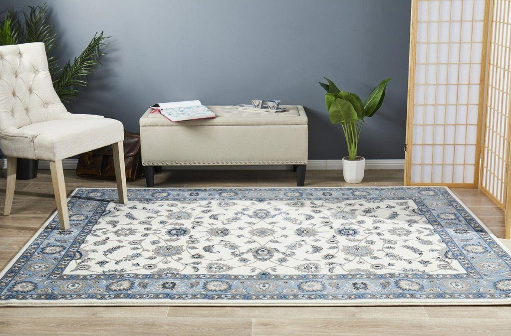 Sydney 1 White Blue Persian RugSYD - 1 - WBLU - 150X80Rugtastic