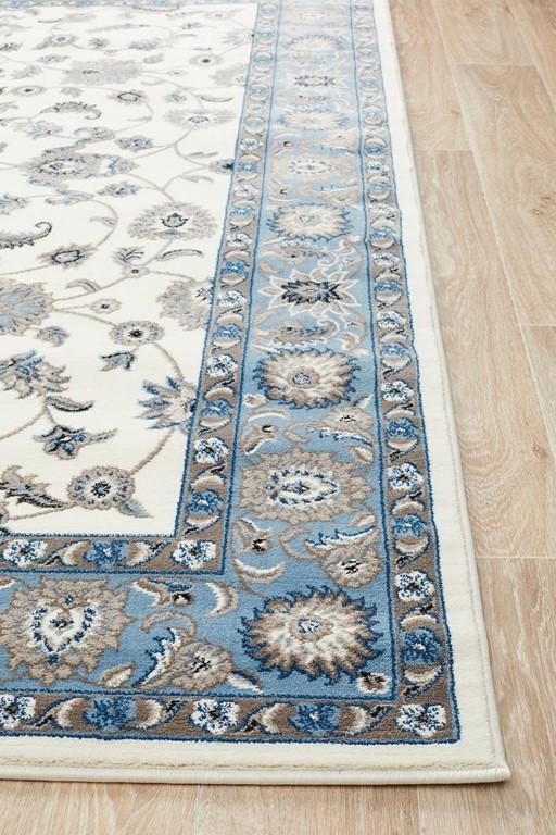 Sydney 1 White Blue Persian RugSYD - 1 - WBLU - 150X80Rugtastic