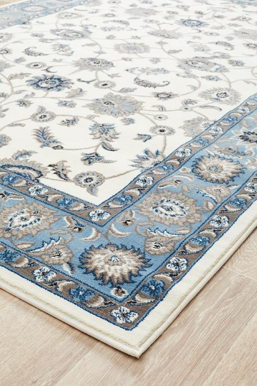 Sydney 1 White Blue Persian RugSYD - 1 - WBLU - 150X80Rugtastic