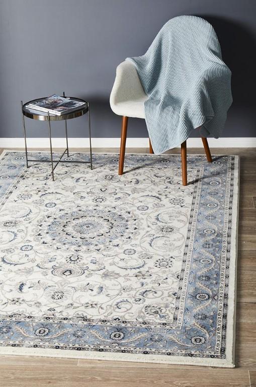 Sydney 9 White Blue Persian RugSYD - 9 - WBLU - 150X80Rugtastic