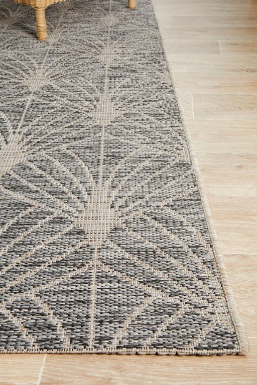Terrace Fern Trellis Rug Black 5502TER - 5502 - BLK - 230X160Rugtastic