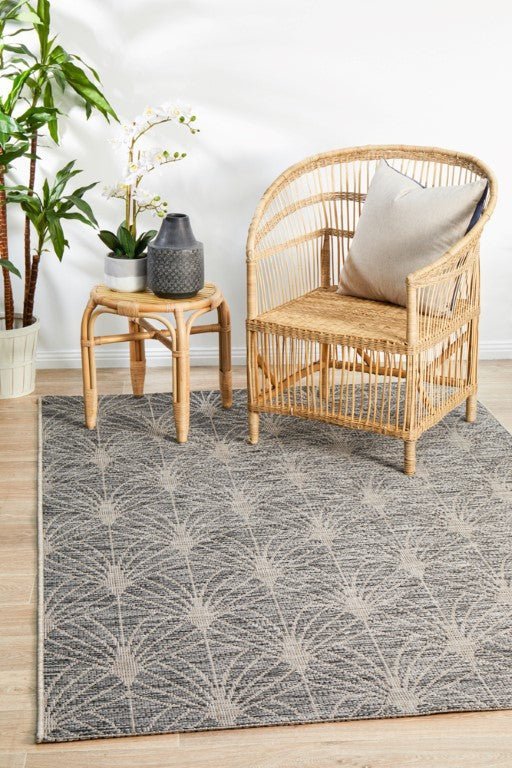 Terrace Fern Trellis Rug Black 5502TER - 5502 - BLK - 230X160Rugtastic