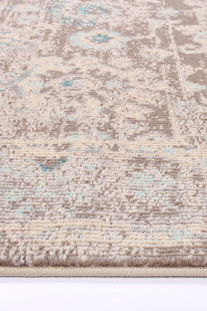 Tilly Grey/Sky Blue Floral RugTULI16017Rugtastic