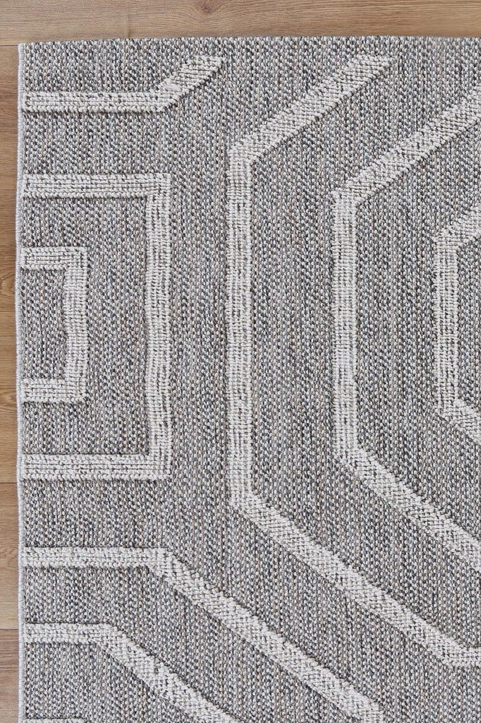 Vinaka Devesi Grey Geometric Flatweave Rug Indoor OutdoorVANU12017Rugtastic