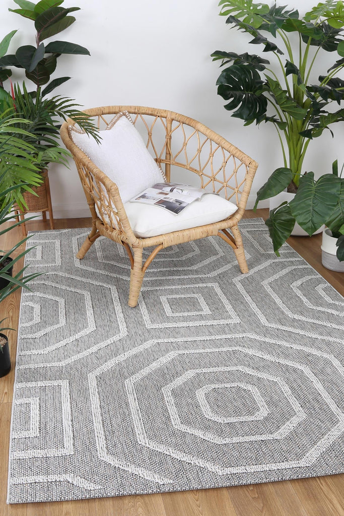 Vinaka Devesi Grey Geometric Flatweave Rug Indoor OutdoorVANU12017Rugtastic