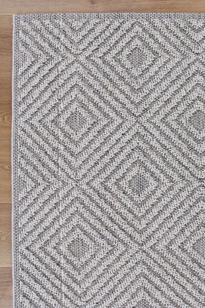 Vinaka Fugui Grey Geometric Flatweave Rug Indoor OutdoorVANU12021Rugtastic