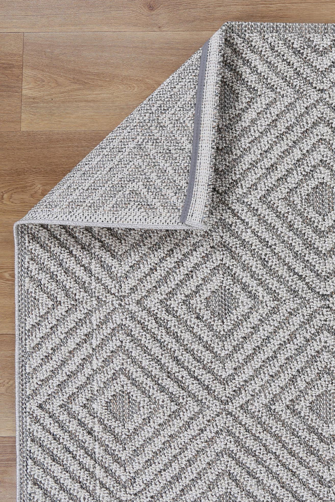 Vinaka Fugui Grey Geometric Flatweave Rug Indoor OutdoorVANU12021Rugtastic
