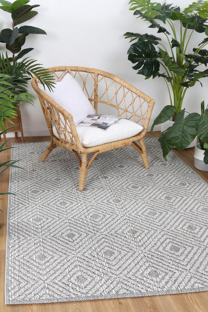 Vinaka Fugui Grey Geometric Flatweave Rug Indoor OutdoorVANU12021Rugtastic