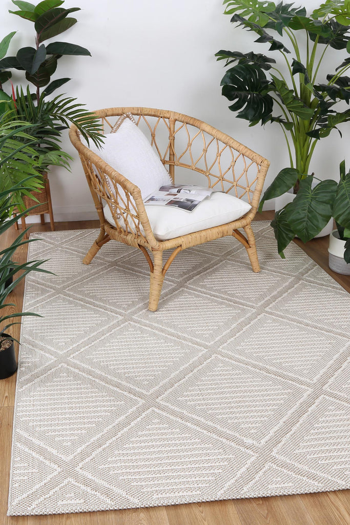 Vinaka Kenilorea Beige Geometric Flatweave Rug Indoor OutdoorVANU12006Rugtastic