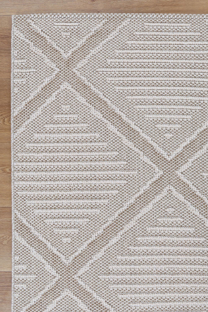 Vinaka Kenilorea Beige Geometric Flatweave Rug Indoor OutdoorVANU12006Rugtastic