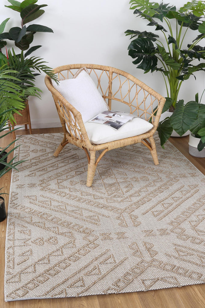 Vinaka Kilifa Beige Tribal Flatweave Rug Indoor OutdoorVANU12015Rugtastic