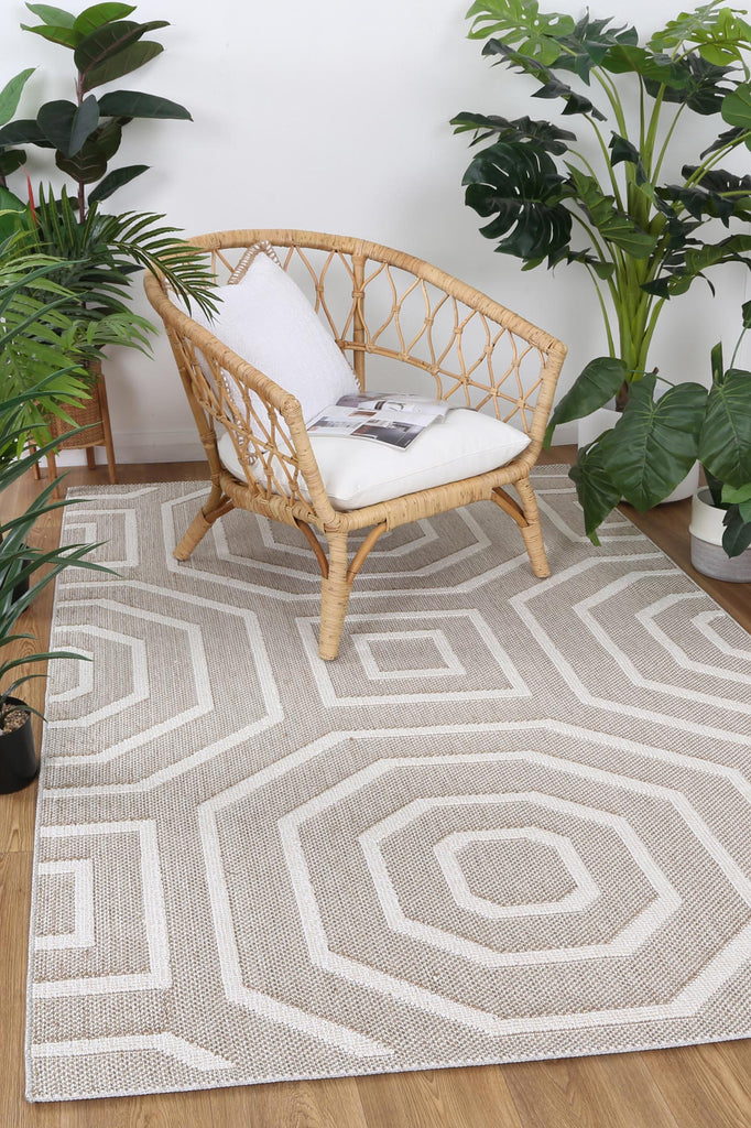 Vinaka Lui Beige Geometric Flatweave Rug Indoor OutdoorVANU12019Rugtastic