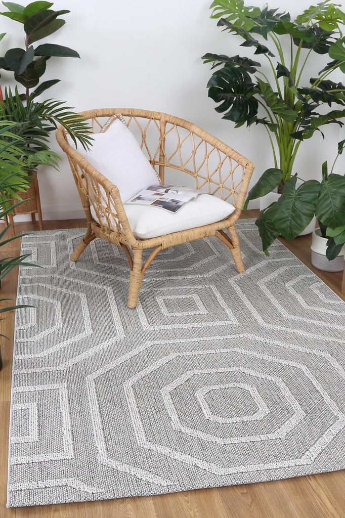 Vinaka Suri Ash Geometric Flatweave Rug Indoor OutdoorVANU12016Rugtastic