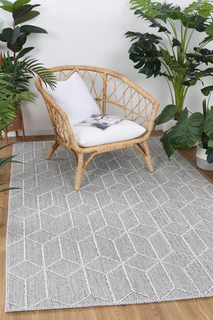 Vinaka Totori Ash Geometric Flatweave Rug Indoor OutdoorVANU12001Rugtastic
