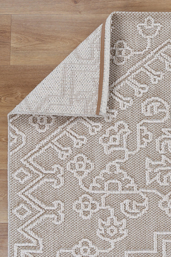 Vinaka Waita Beige Tribal Flatweave Rug Indoor OutdoorVANU12013Rugtastic