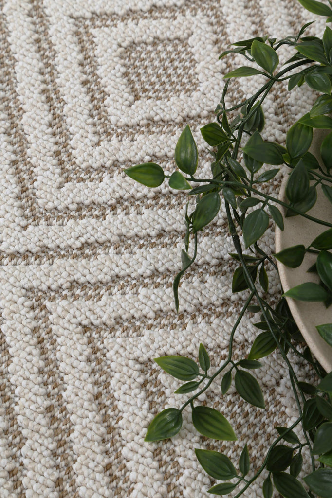 Vinaka Wickham Beige Geometric Flatweave Rug Indoor OutdoorVANU12022Rugtastic