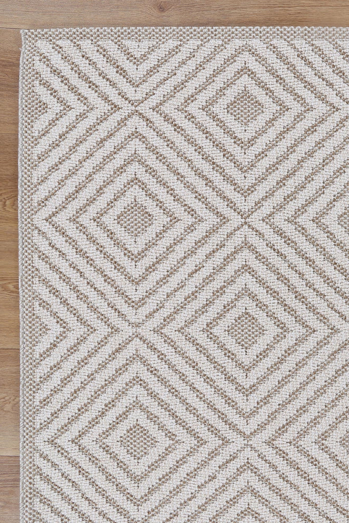 Vinaka Wickham Beige Geometric Flatweave Rug Indoor OutdoorVANU12022Rugtastic