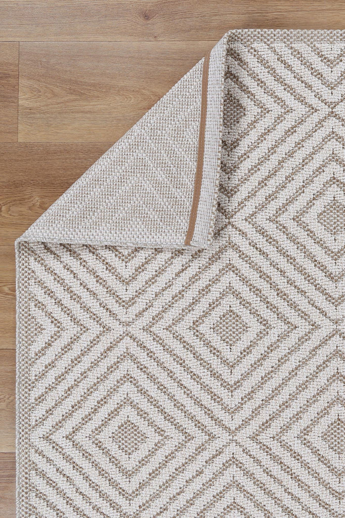 Vinaka Wickham Beige Geometric Flatweave Rug Indoor OutdoorVANU12022Rugtastic