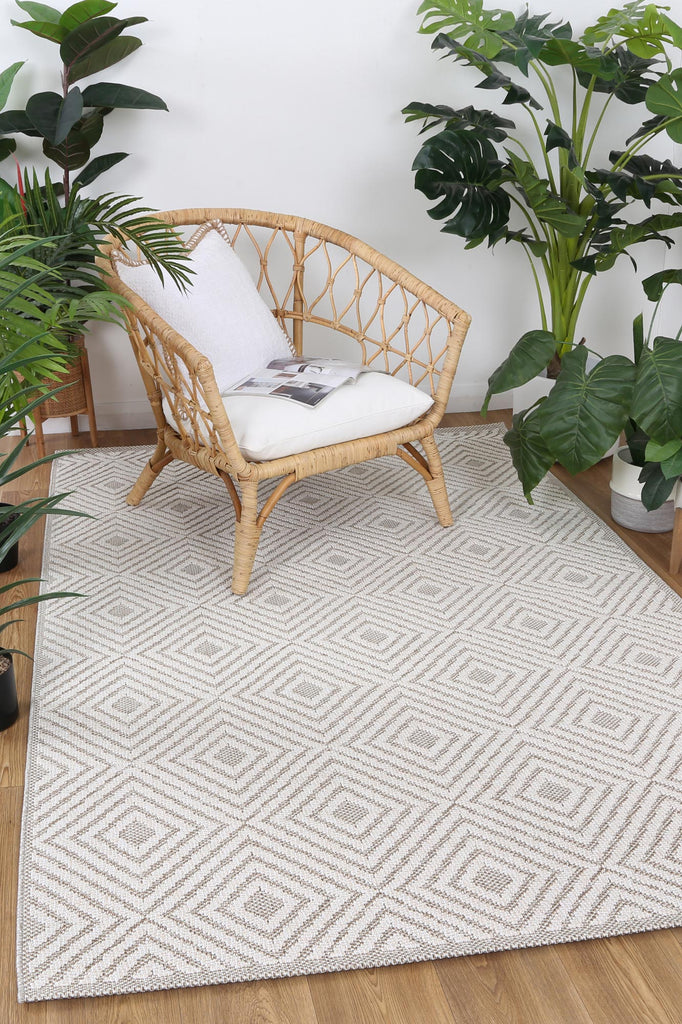 Vinaka Wickham Beige Geometric Flatweave Rug Indoor OutdoorVANU12022Rugtastic