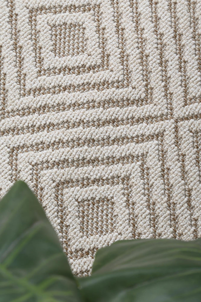 Vinaka Wickham Beige Geometric Flatweave Rug Indoor OutdoorVANU12022Rugtastic