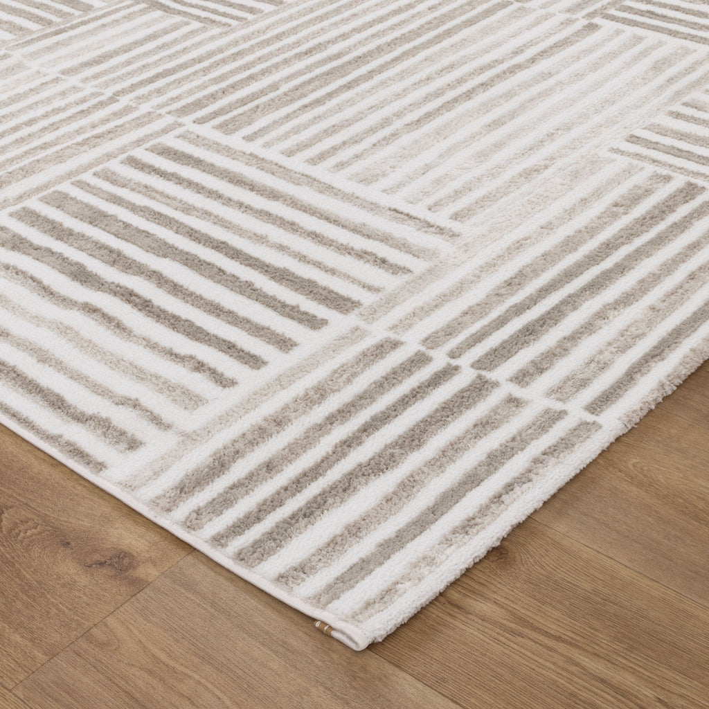 Wendall Geometric Lines Beige Rug - W003WELL160W003Rugtastic