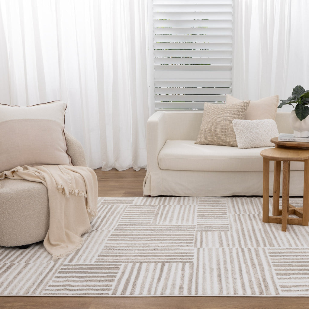 Wendall Geometric Lines Beige Rug - W003WELL160W003Rugtastic