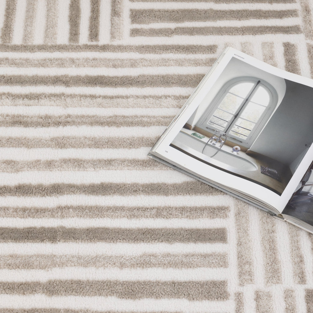 Wendall Geometric Lines Beige Rug - W003WELL160W003Rugtastic